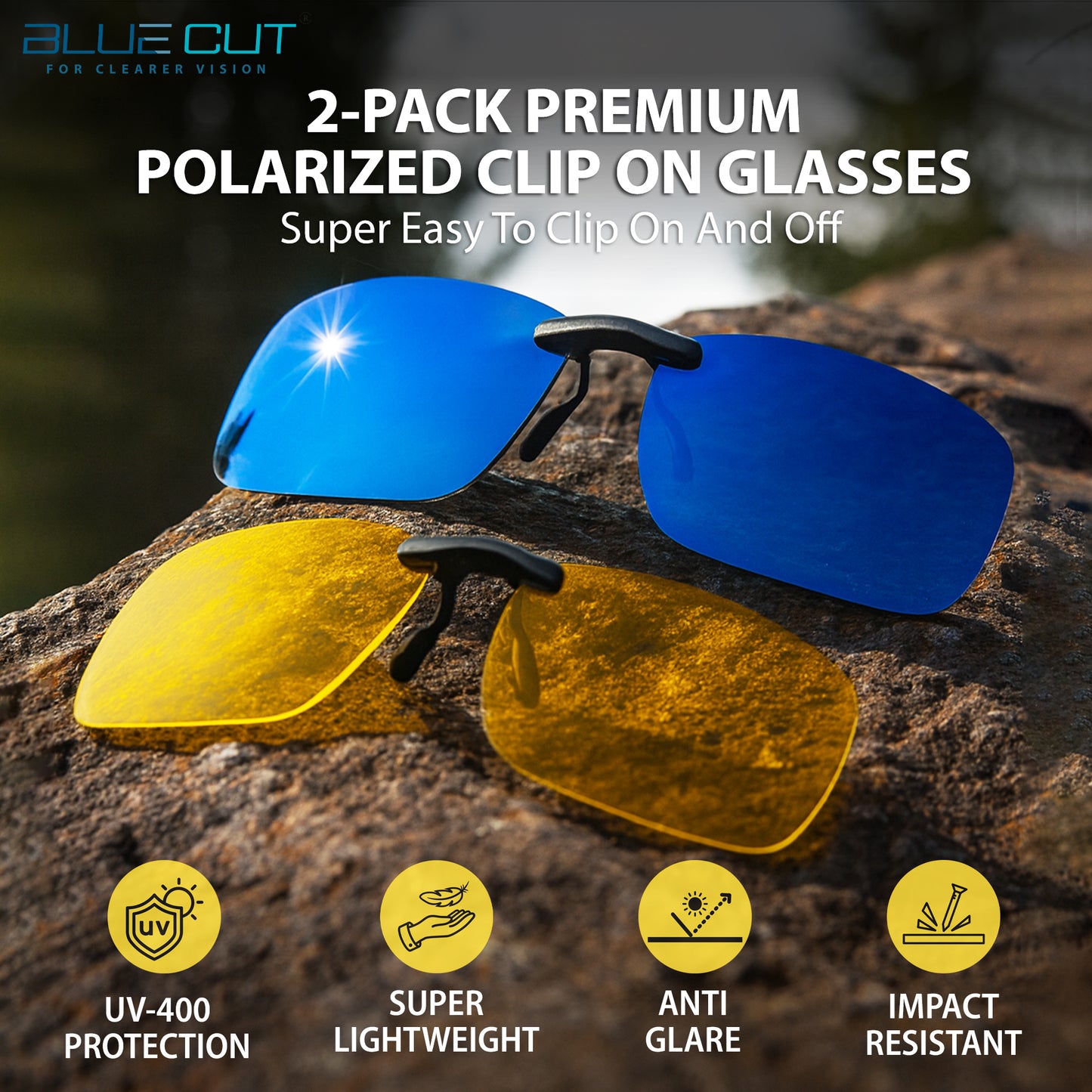 Clip on Polarized Night Vision 2pc blue-yellow