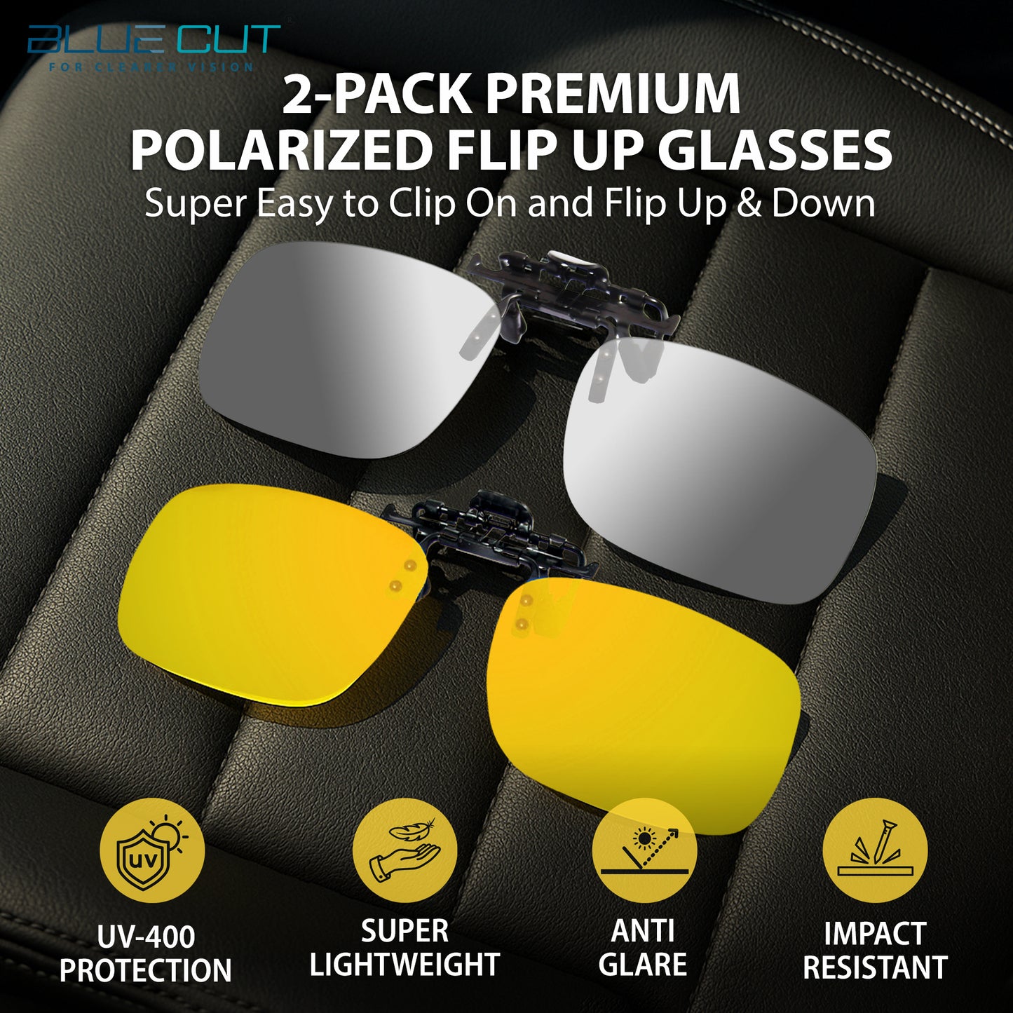 Flip Up Polarized Night Vision 2 Pack (Silver-Yellow)