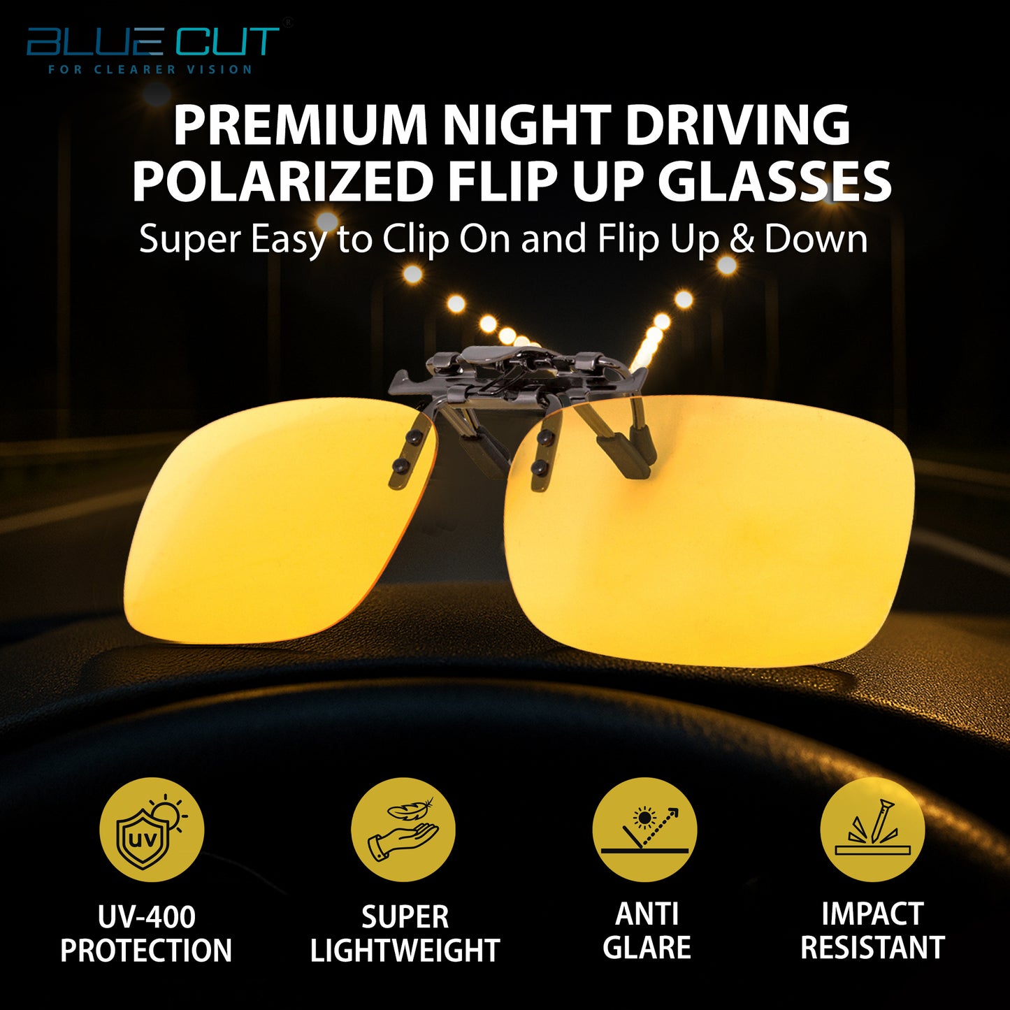 Flip Up Polarized Night Vision Yellow