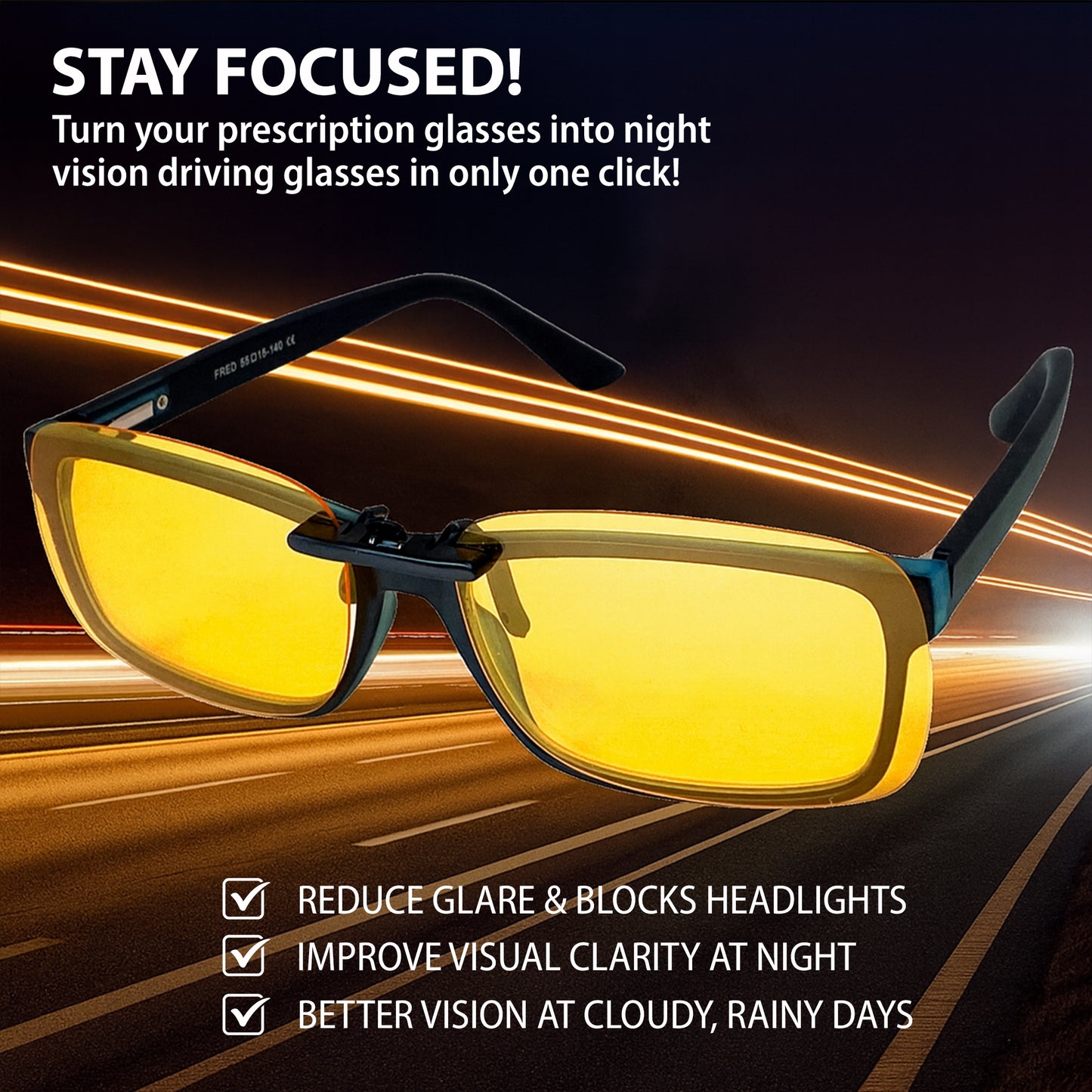 Clip on Polarized Night Vision yellow 2pc