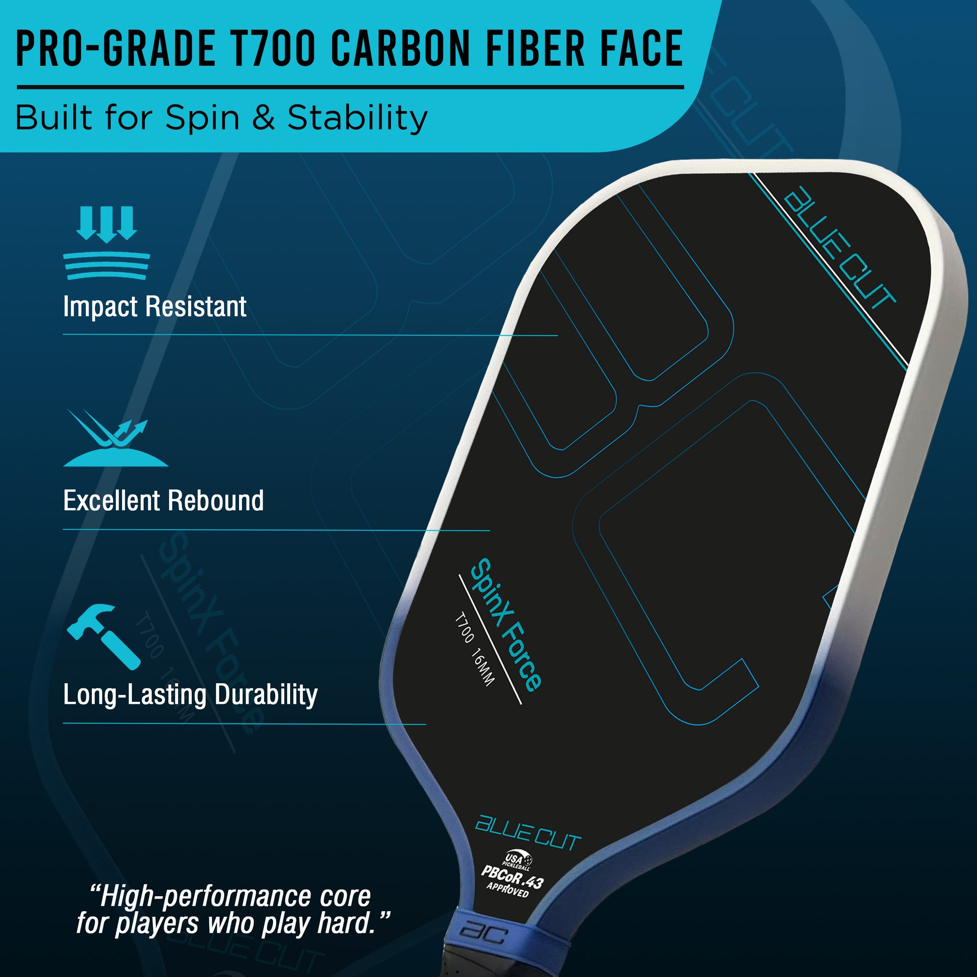 Blue Paddle Carbon Fiber Face