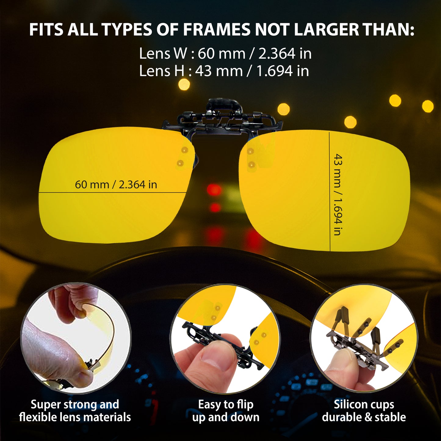 Flip Up Polarized Night Vision Yellow