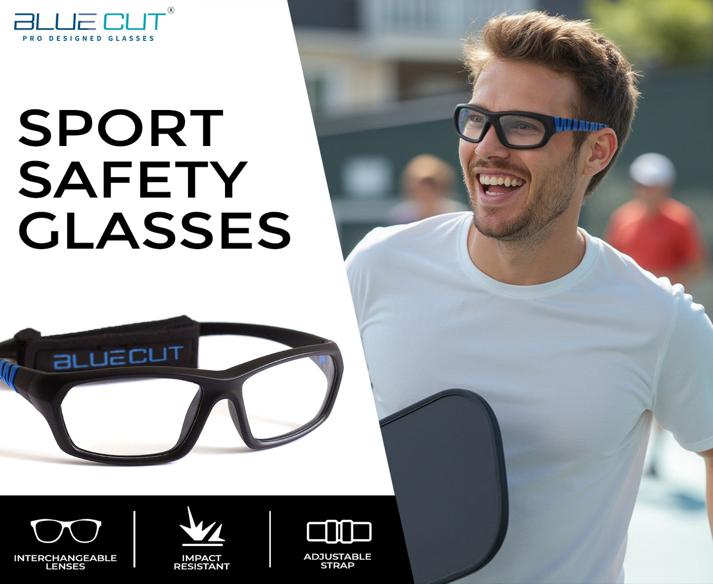 black blue Sports Glasses