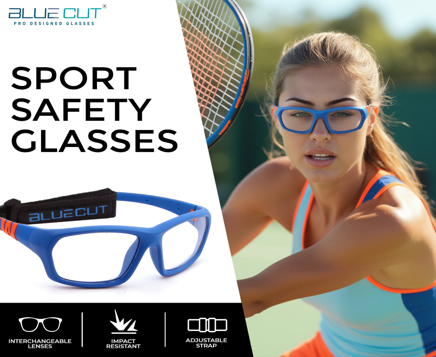 blue orange Sports Glasses