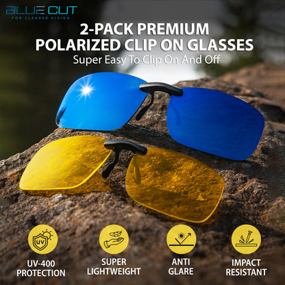 Clip on Polarized Night Vision 2pc blue-yellow