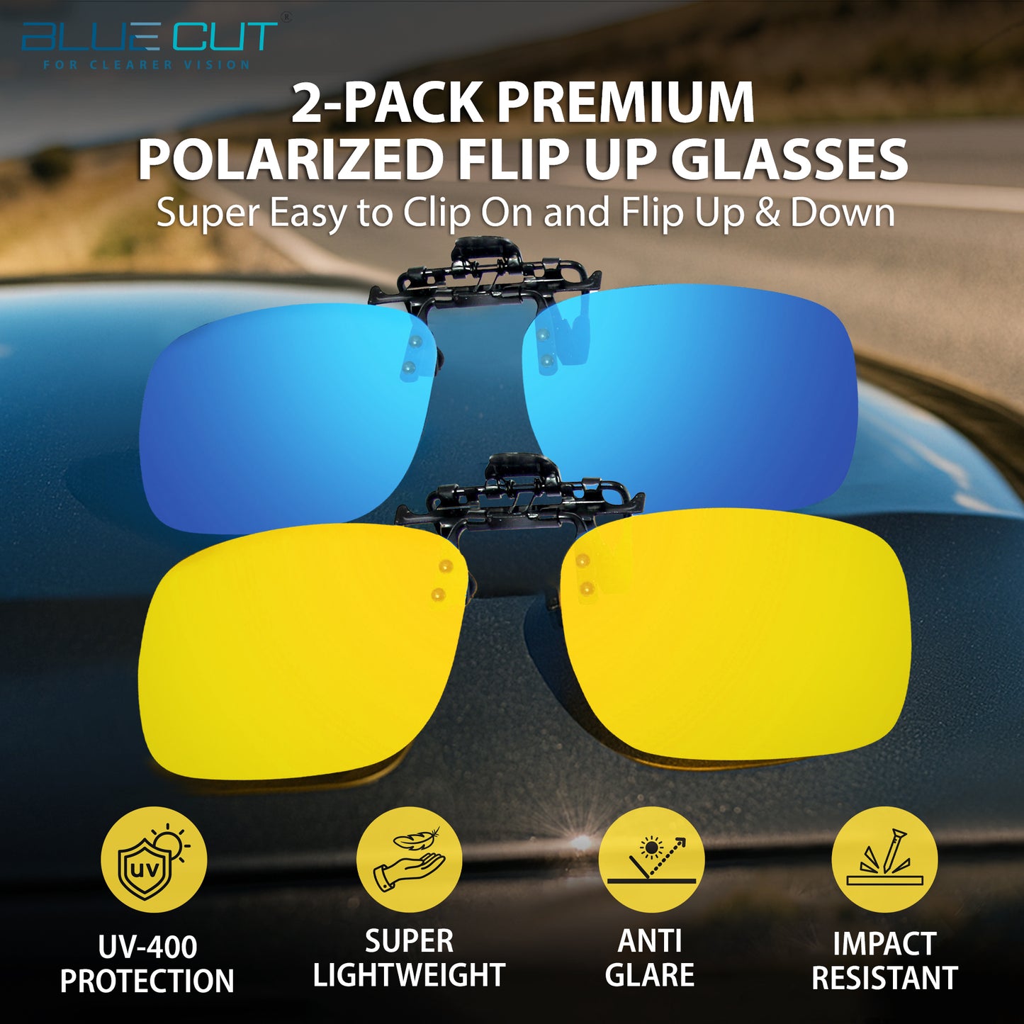 Flip Up Polarized Night Vision 2 Pack (Blue-Yellow)
