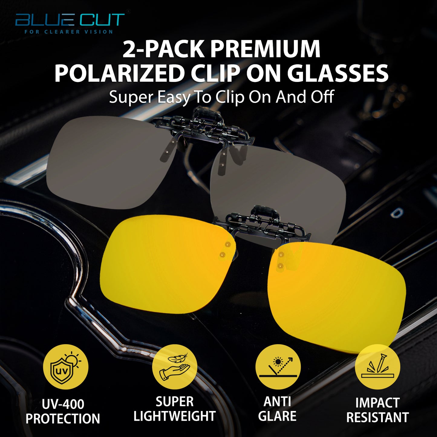 Flip Up Polarized Night Vision 2 Pack (Gray-Yellow)