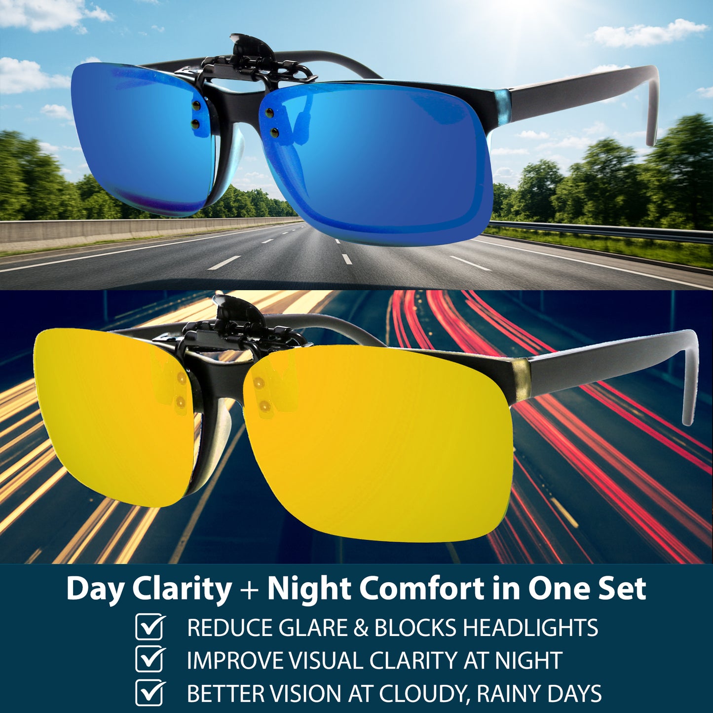 Flip Up Polarized Night Vision 2 Pack (Blue-Yellow)