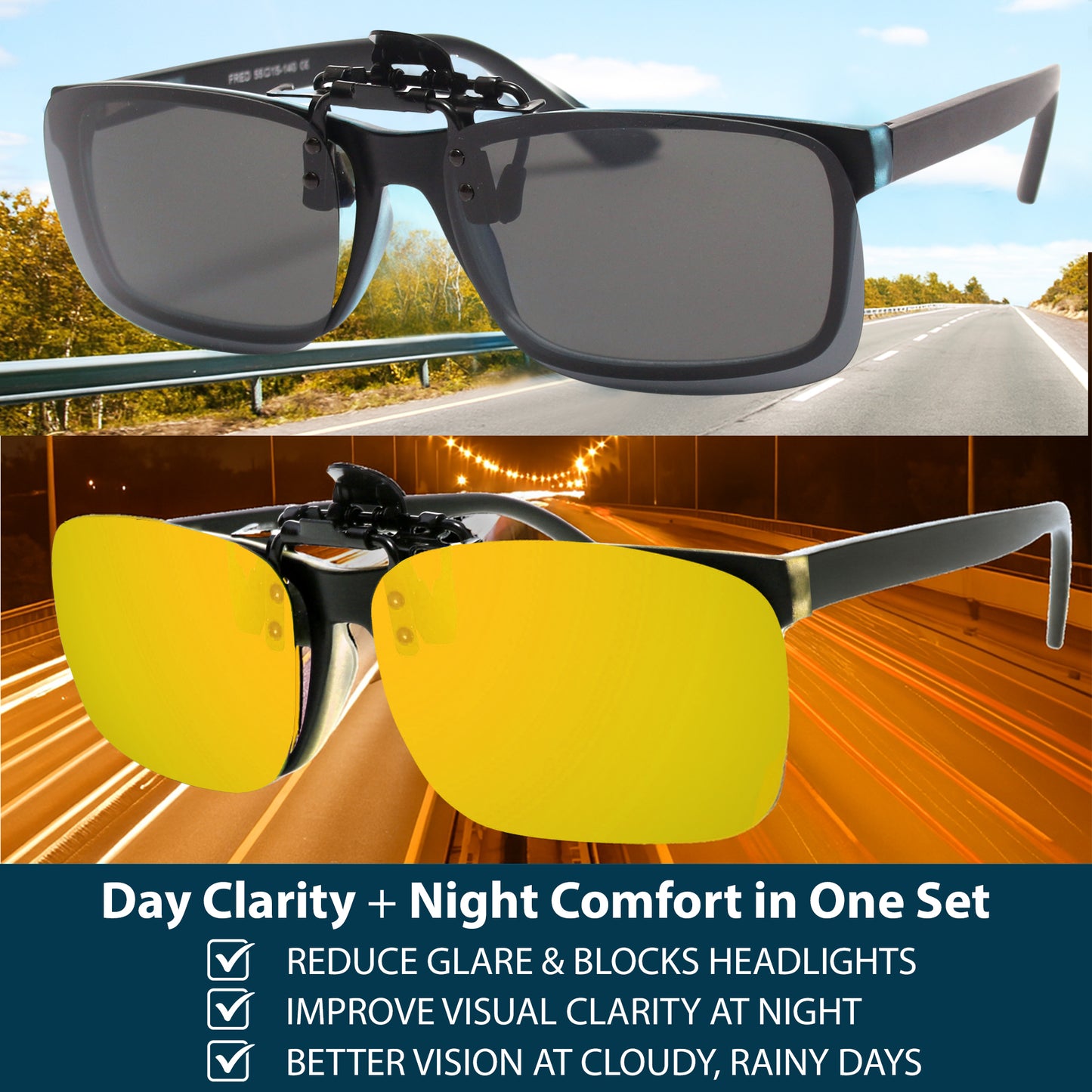 Flip Up Polarized Night Vision 2 Pack (Gray-Yellow)