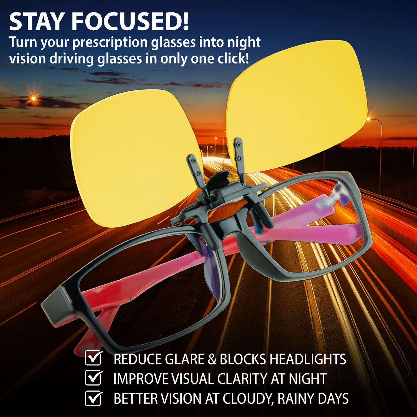 Flip Up Polarized Night Vision Yellow 2 Pack