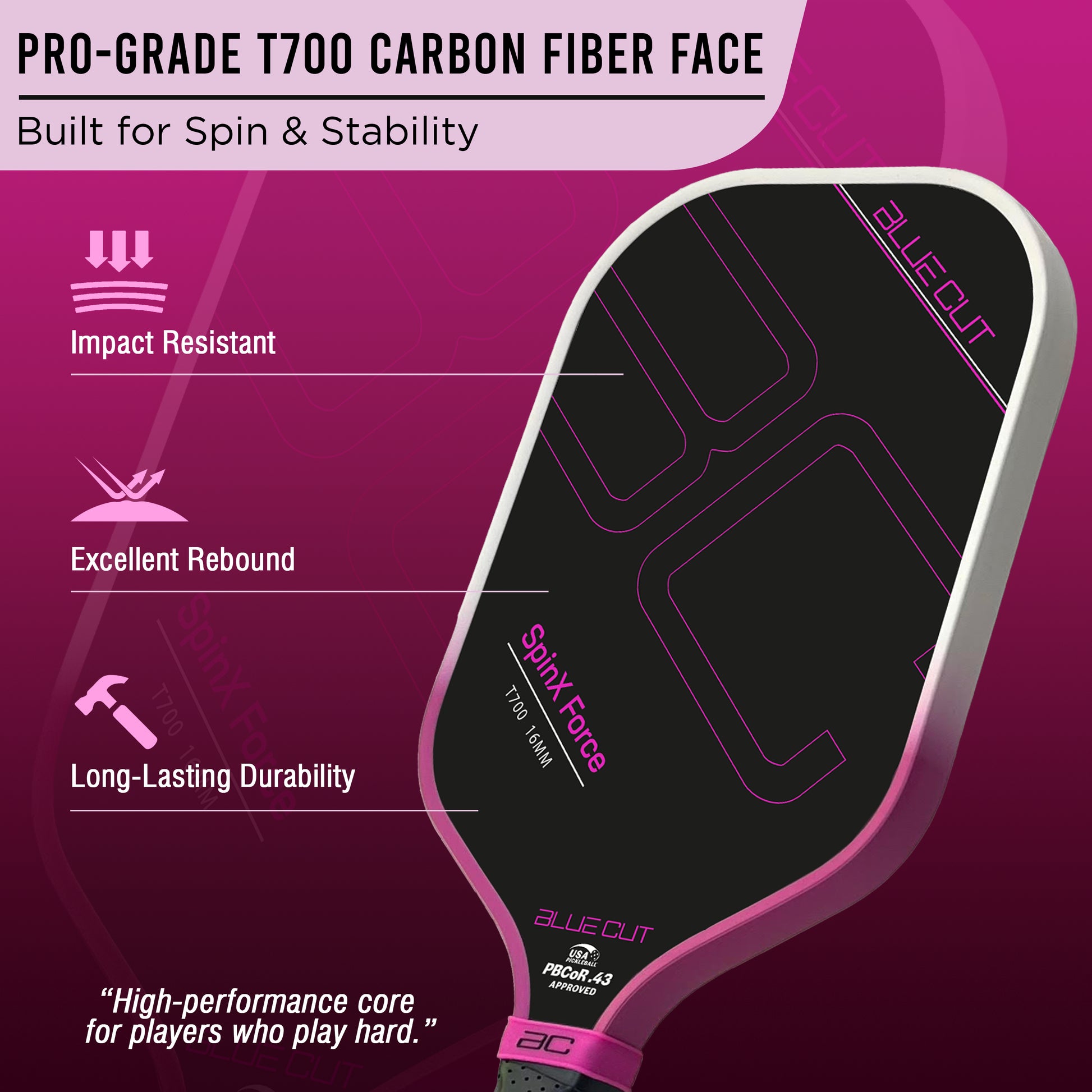 Pink Paddle Carbon Fiber Face
