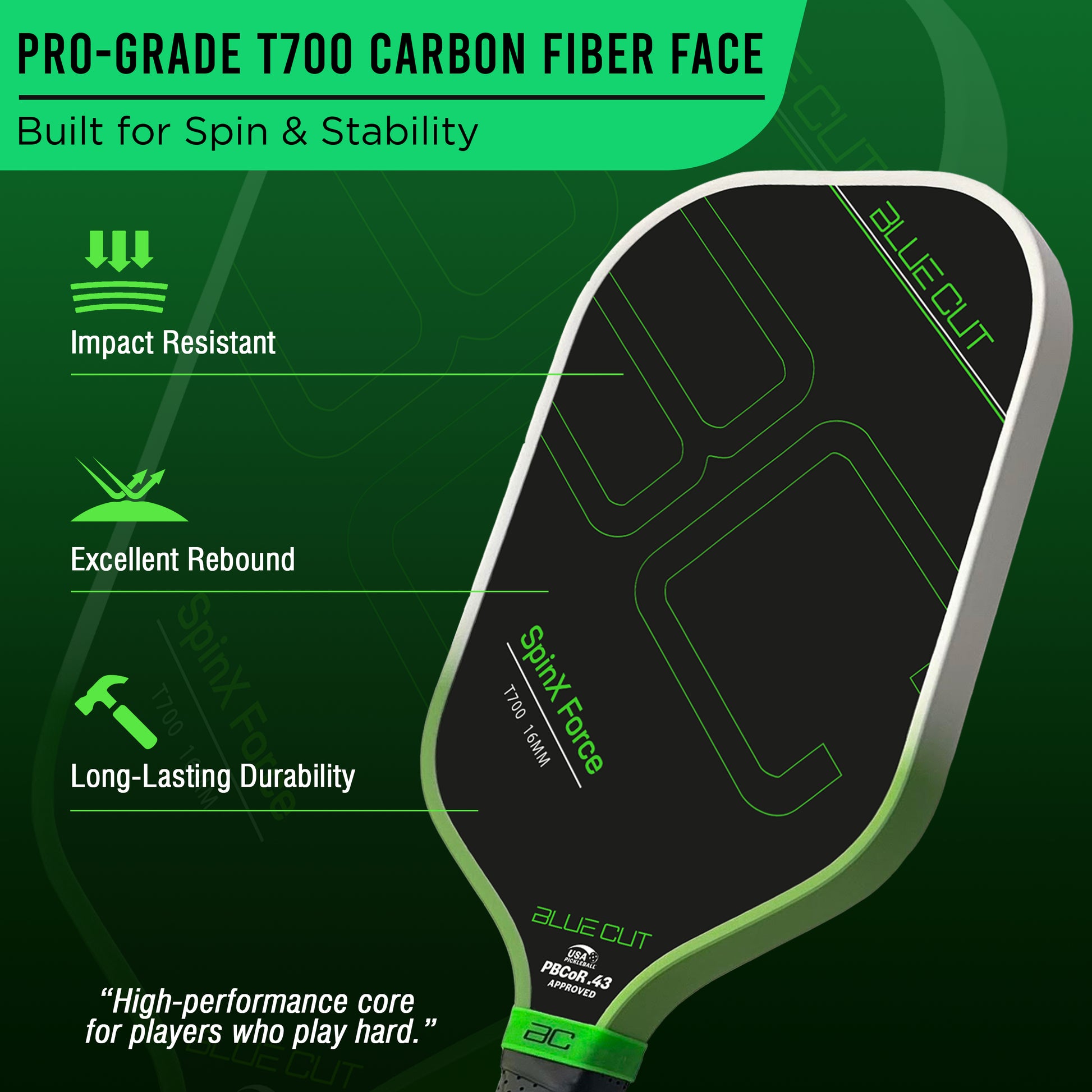 Green Paddle Carbon Fiber Face