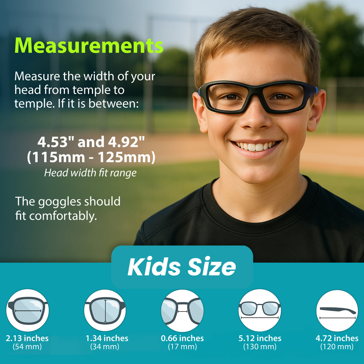 Steph Kids Sports Protection Glasses | Black-Blue | BlueCut