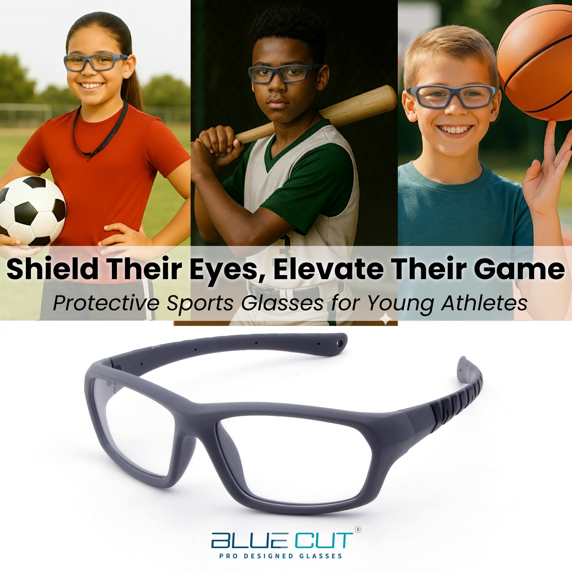 Steph Kids Sports Protection Goggles | Gray Black