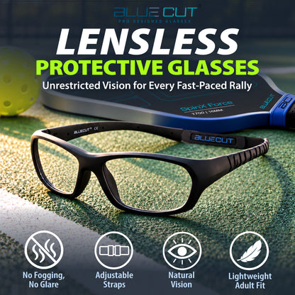 STEPH Lensless Pickleball Glasses (Black-Black)