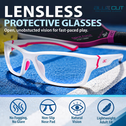 GuardX Lensless Pickleball Glasses (White-Pink)