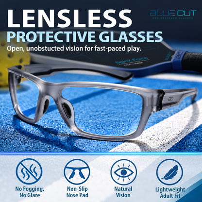 GuardX Lensless Pickleball Glasses (Gray-Black)