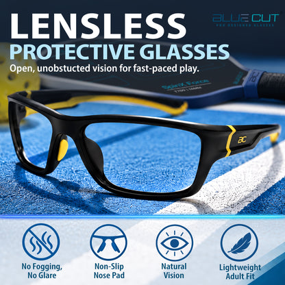 GuardX Lensless Pickleball Glasses (Black-KHAKI)