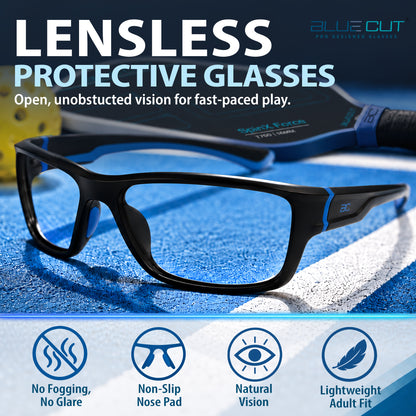 GuardX Lensless Pickleball Glasses (Black-Blue)