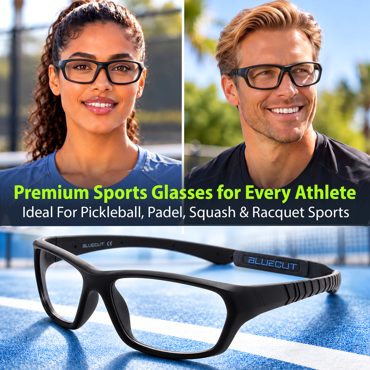 STEPH Lensless Pickleball Glasses (Black-Black)