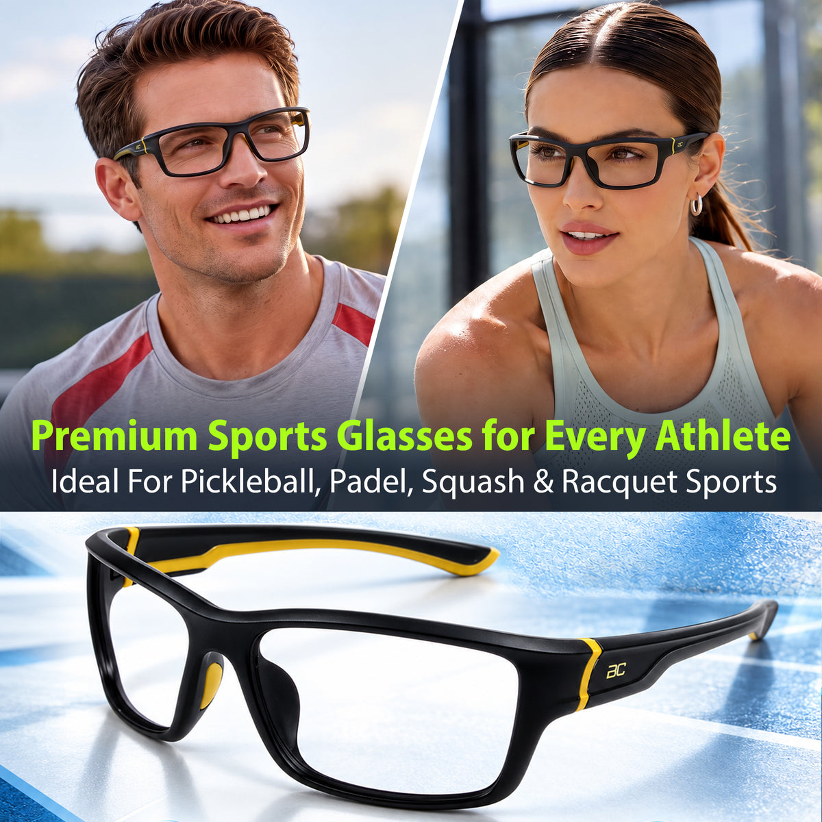GuardX Lensless Pickleball Glasses (Black-KHAKI)