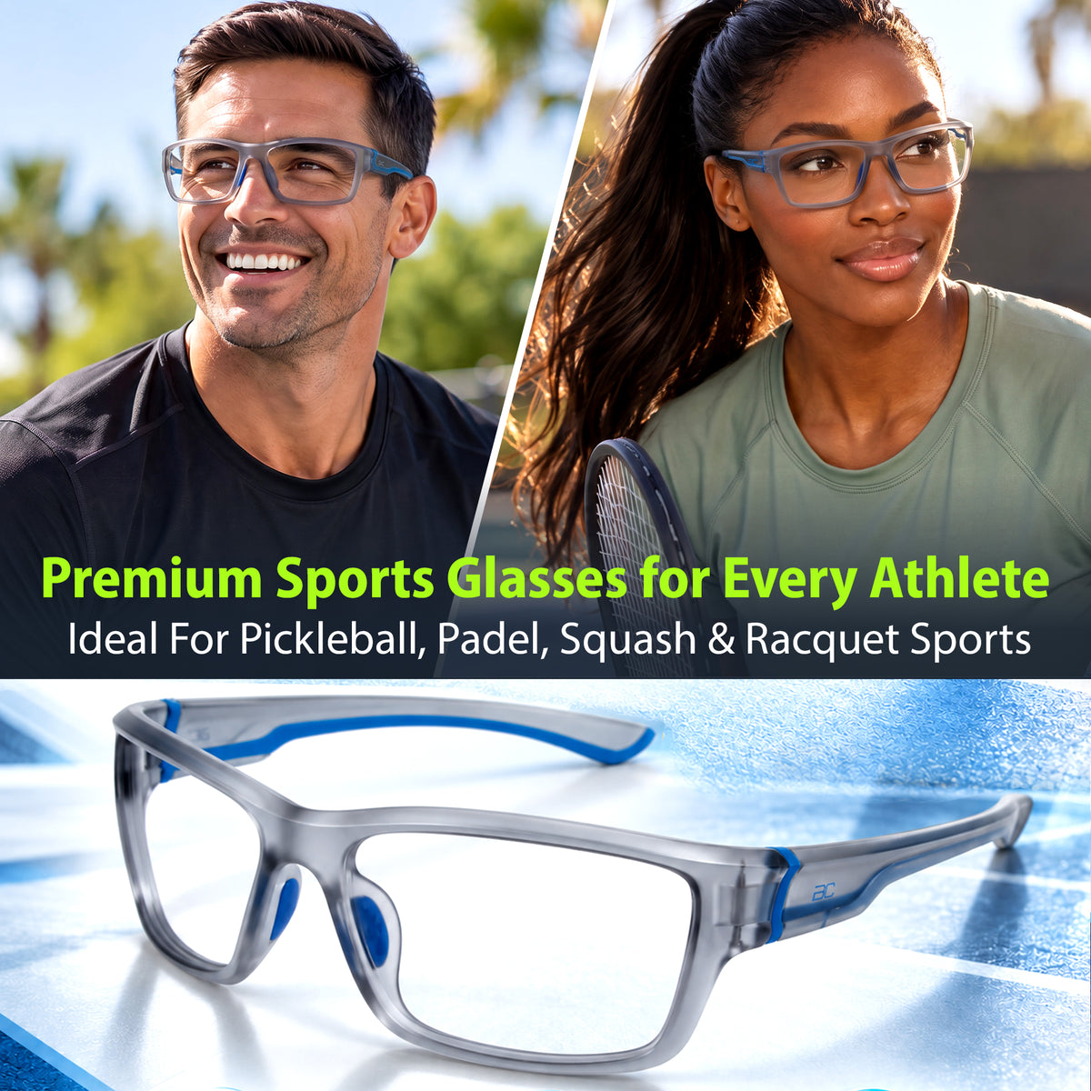GuardX Lensless Pickleball Glasses (Gray-Blue)
