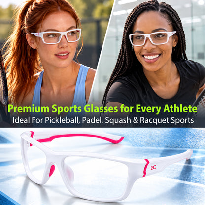 GuardX Lensless Pickleball Glasses (White-Pink)