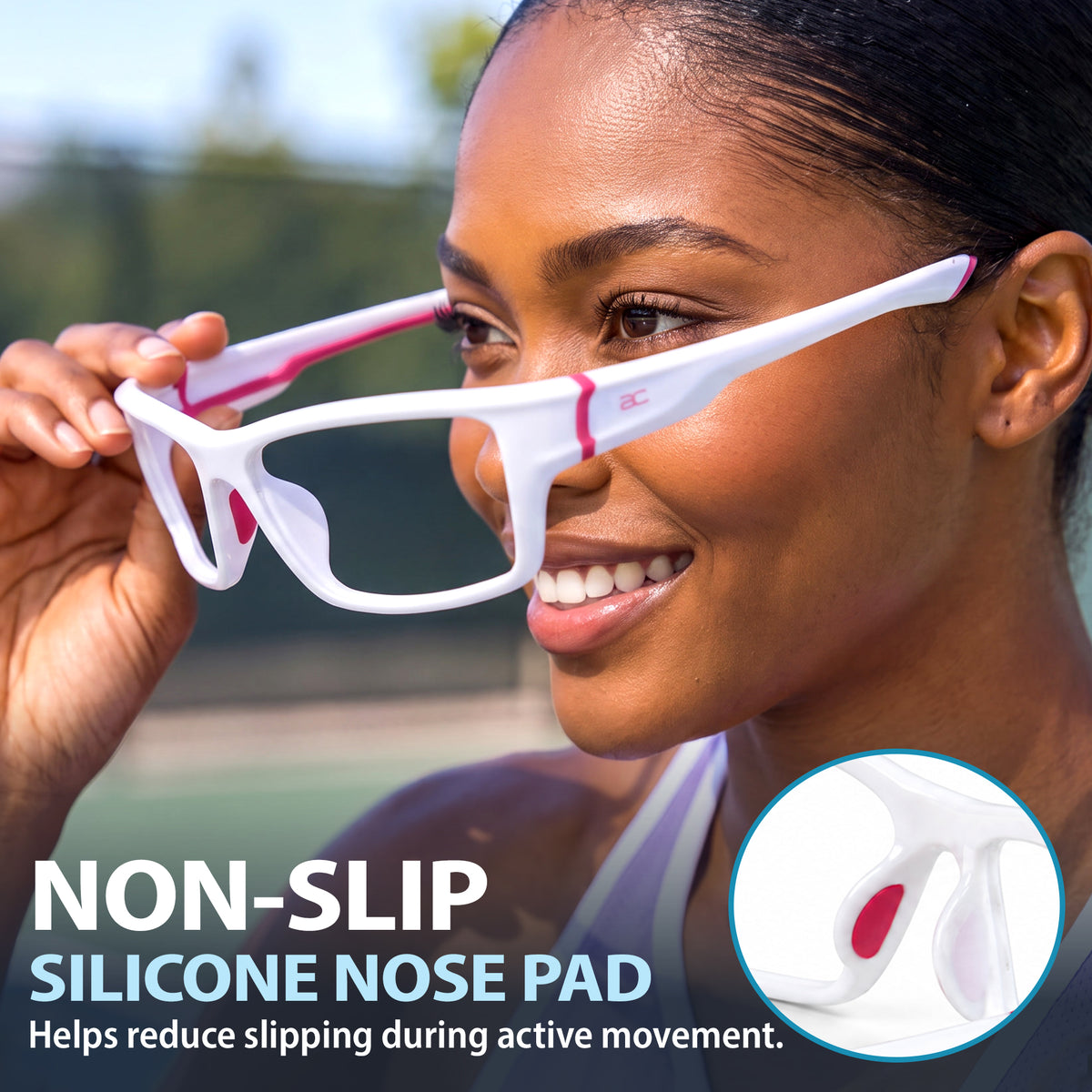 GuardX Lensless Pickleball Glasses (White-Pink)