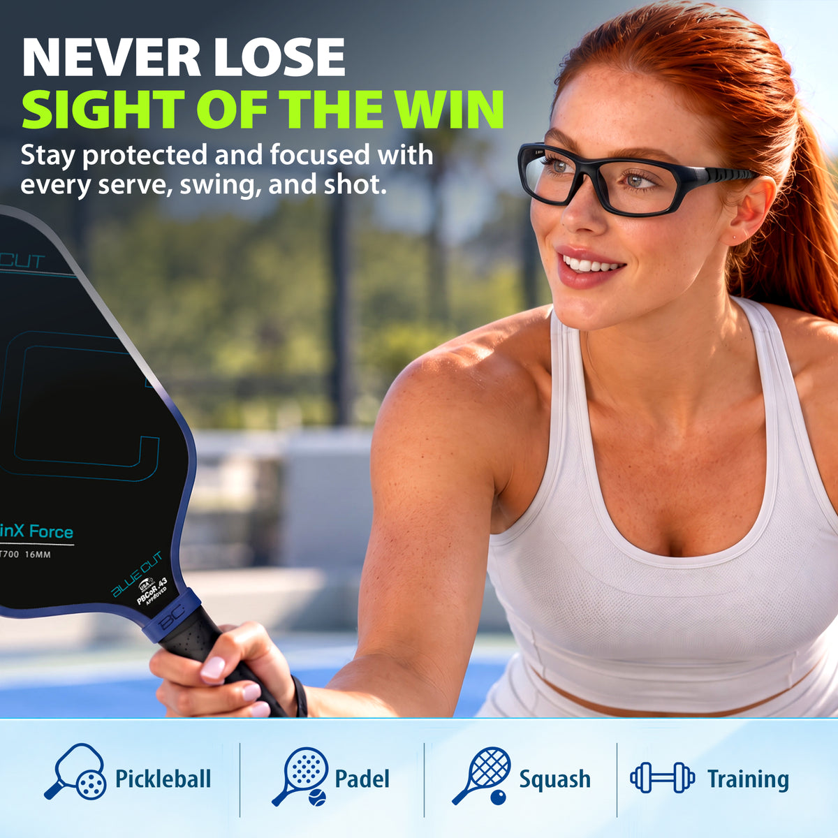 STEPH Lensless Pickleball Glasses (Black-Black)