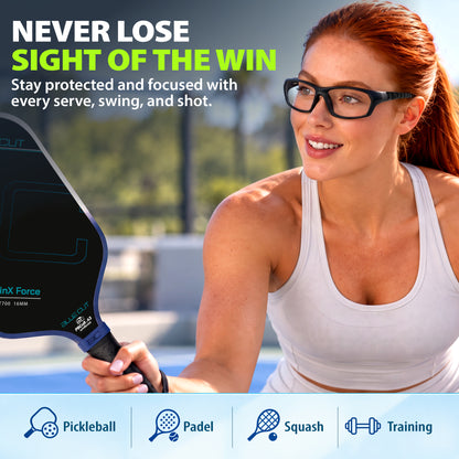 STEPH Lensless Pickleball Glasses (Black-Black)
