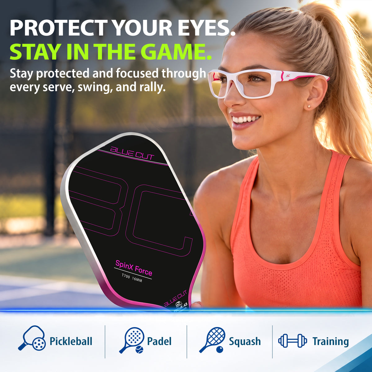 GuardX Lensless Pickleball Glasses (White-Pink)