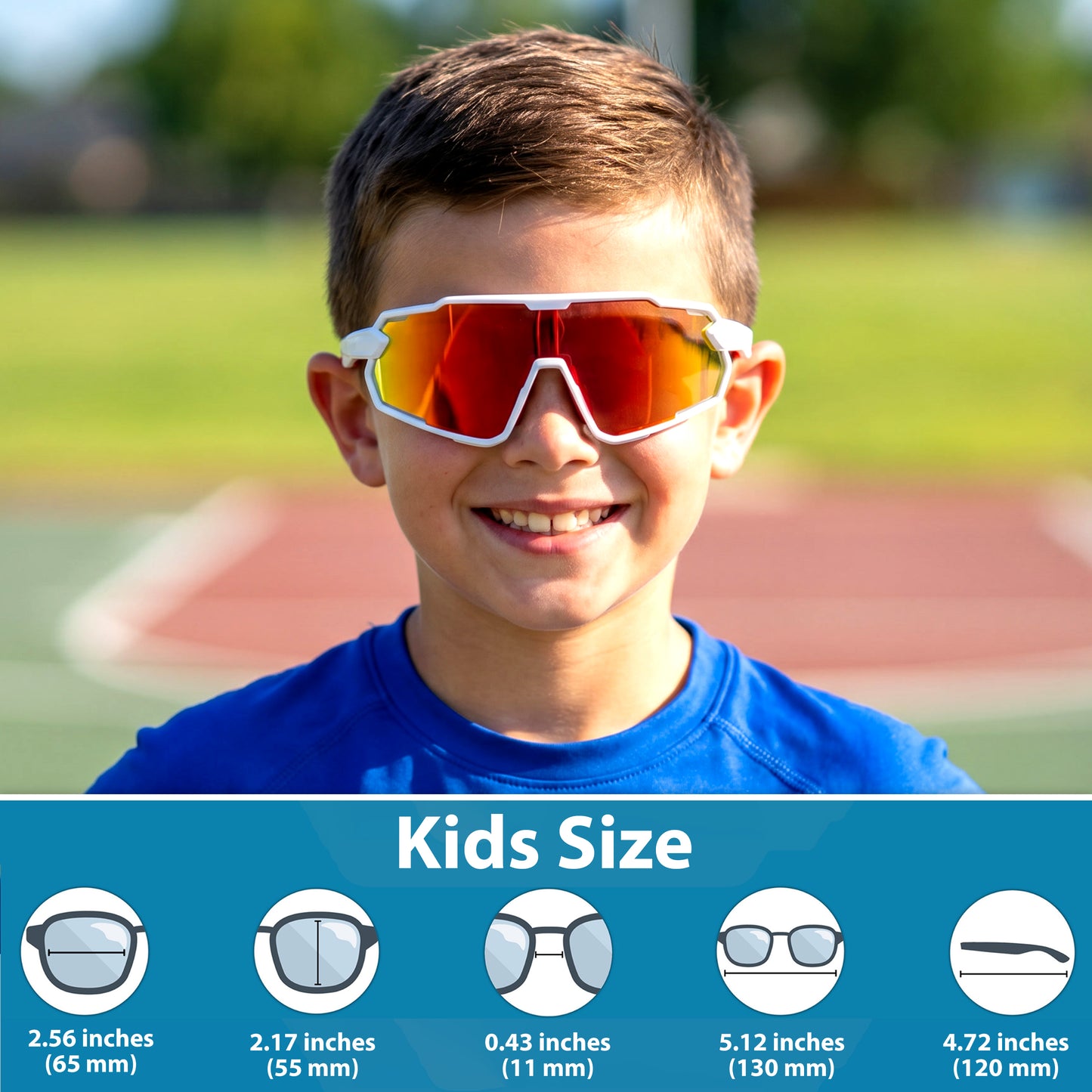 Lebron Kids (White W/Red Mirror Sunglasses)
