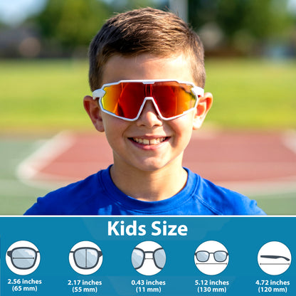 Lebron Kids (White W/Red Mirror Sunglasses)