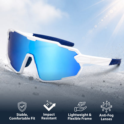 Lebron Kids (White W/Blue Mirror Sunglasses)