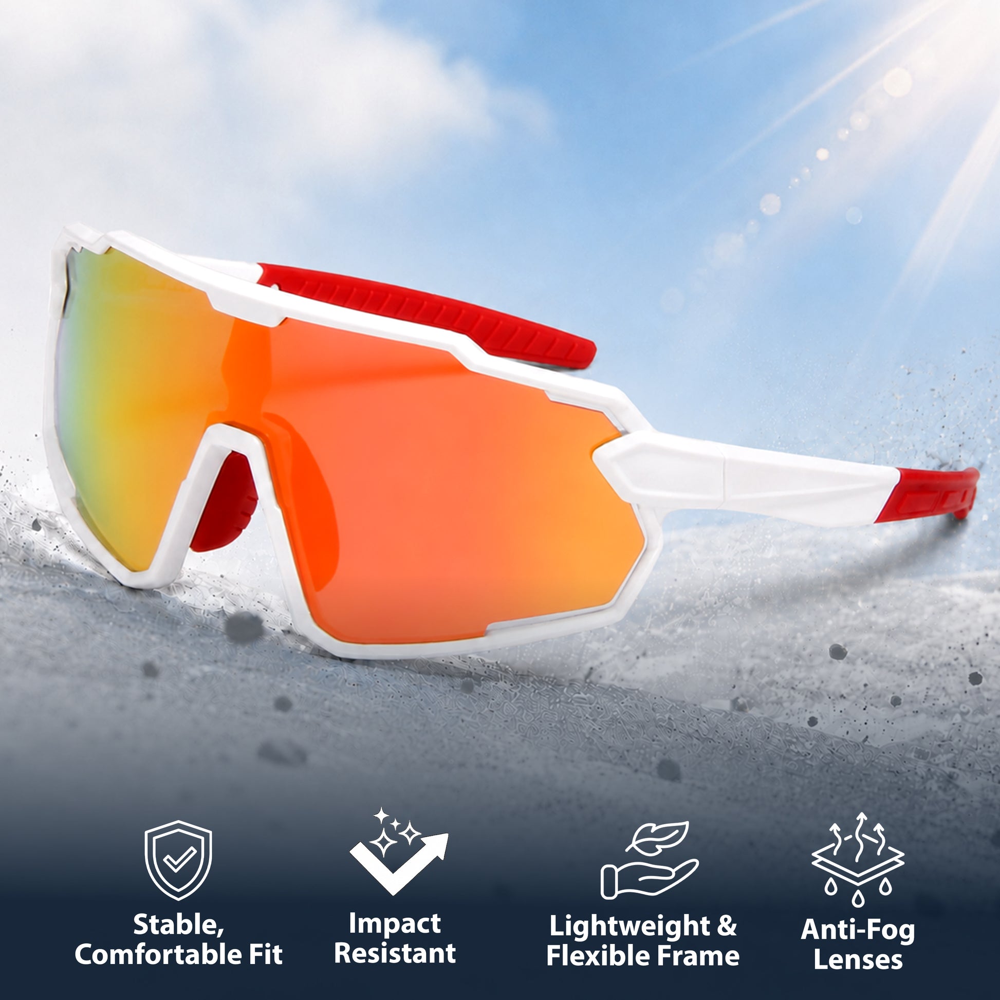 Lebron Kids (White W/Red Mirror Sunglasses)