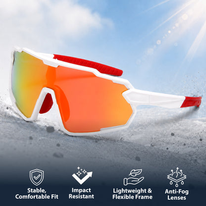 Lebron Kids (White W/Red Mirror Sunglasses)