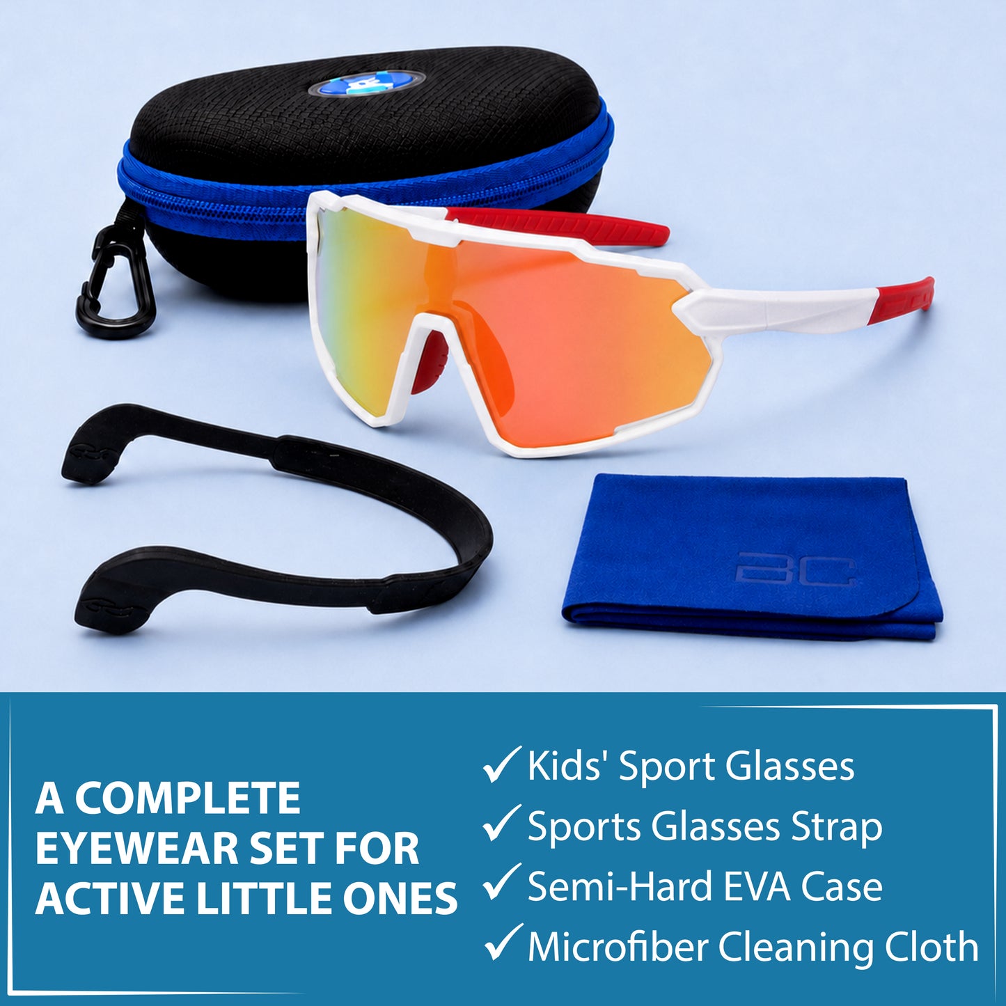 Lebron Kids (White W/Red Mirror Sunglasses)