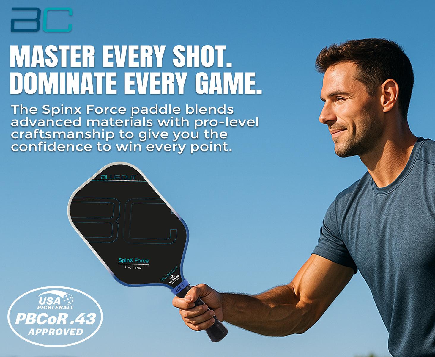 Blue Pickleball Paddle | T700 Carbon Fiber