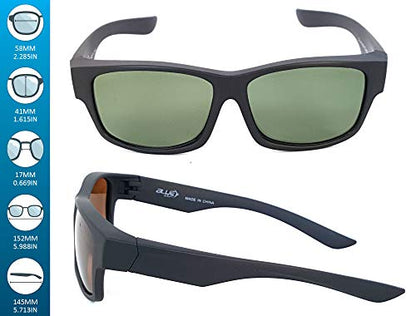 Calvin Fit Over Polarized Sunglasses For Women Black-Green