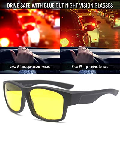 Calvin Fit Over Polarized Sunglasses For Women  Black-Yellow