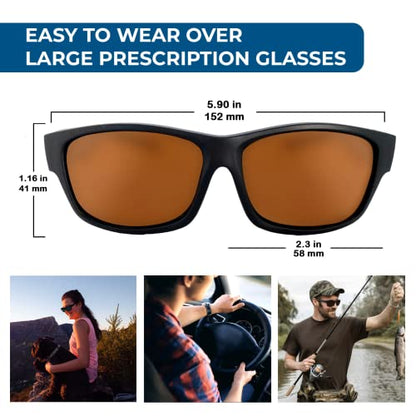 Calvin Fit Over Polarized Sunglasses For Women Black-Brown