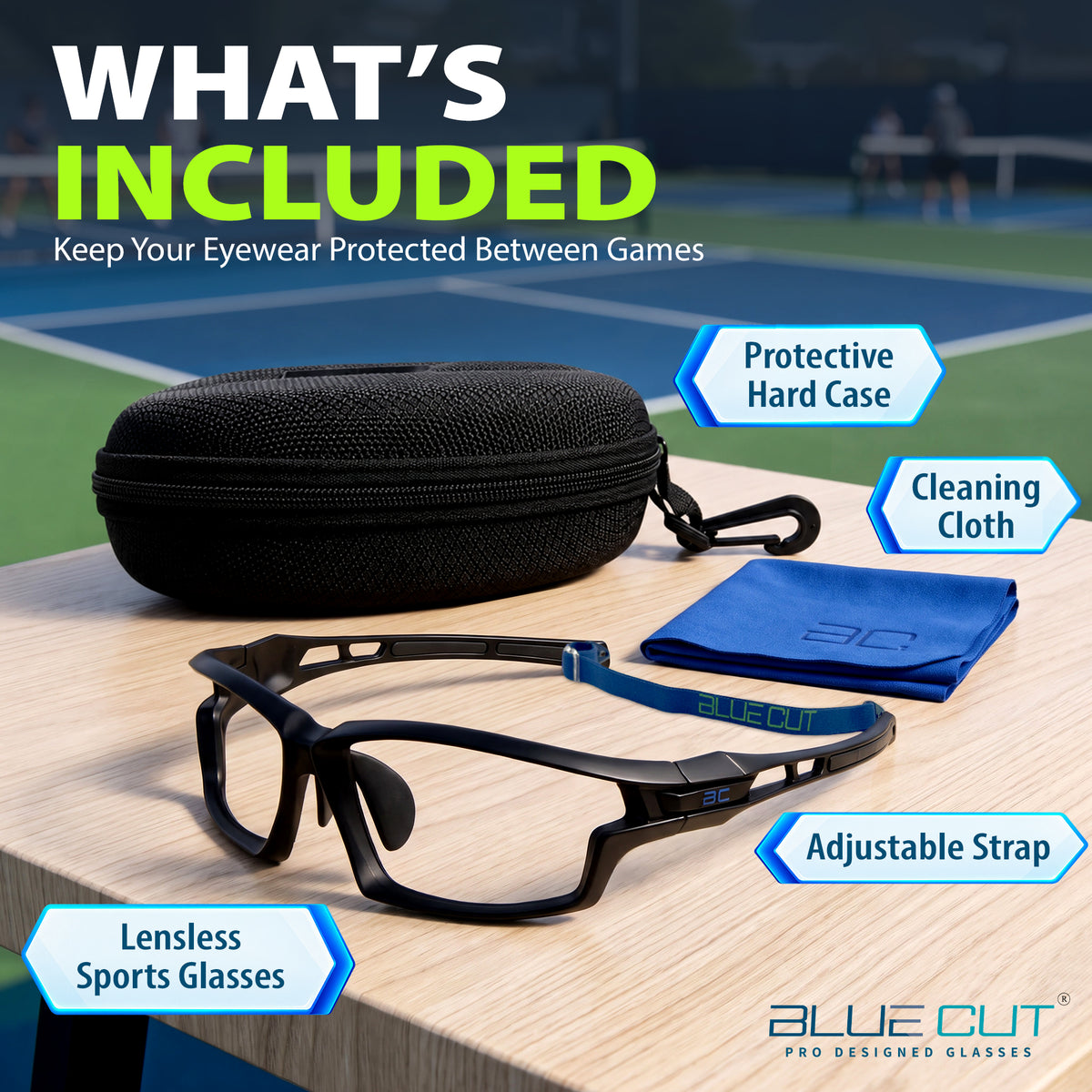 BlockX Lensless Pickleball Glasses (Black-Black)