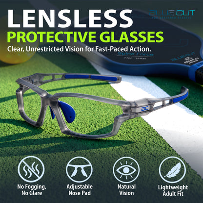 BlockX Lensless Pickleball Glasses (Gray-Blue)