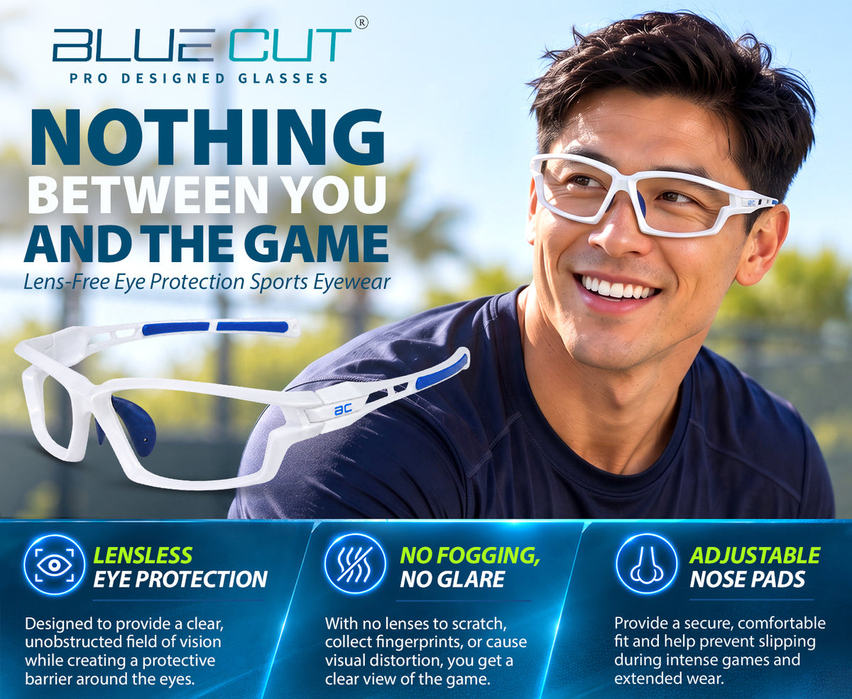 BlockX White-Blue lensless sports glasses features