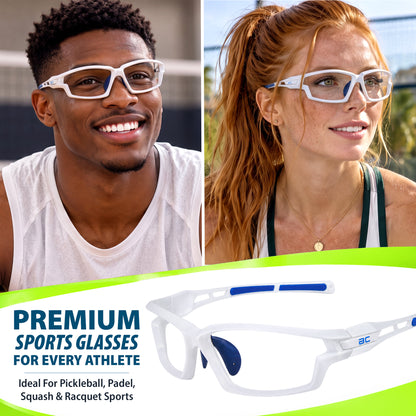 BlockX Lensless Pickleball Glasses (White-Blue)