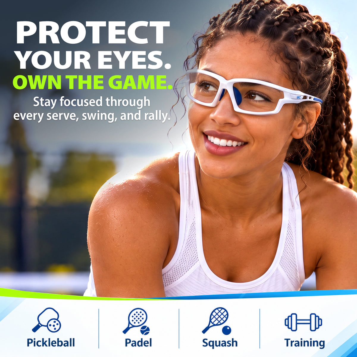 BlockX Lensless Pickleball Glasses (White-Blue)