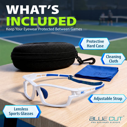 BlockX Lensless Pickleball Glasses (White-Blue)