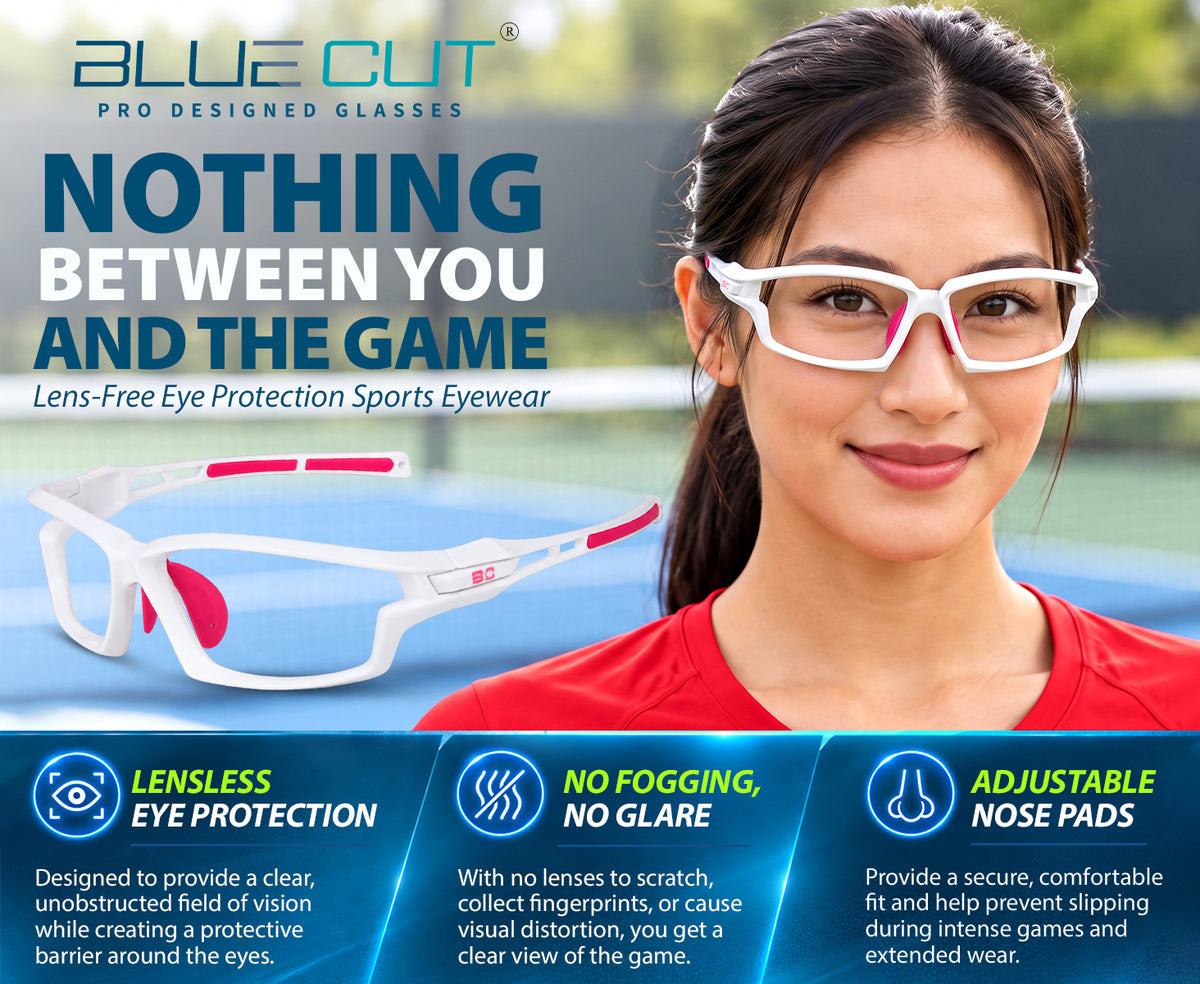 BlockX White-Pink lensless sports glasses features