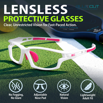 BlockX Lensless Pickleball Glasses (White-Pink)