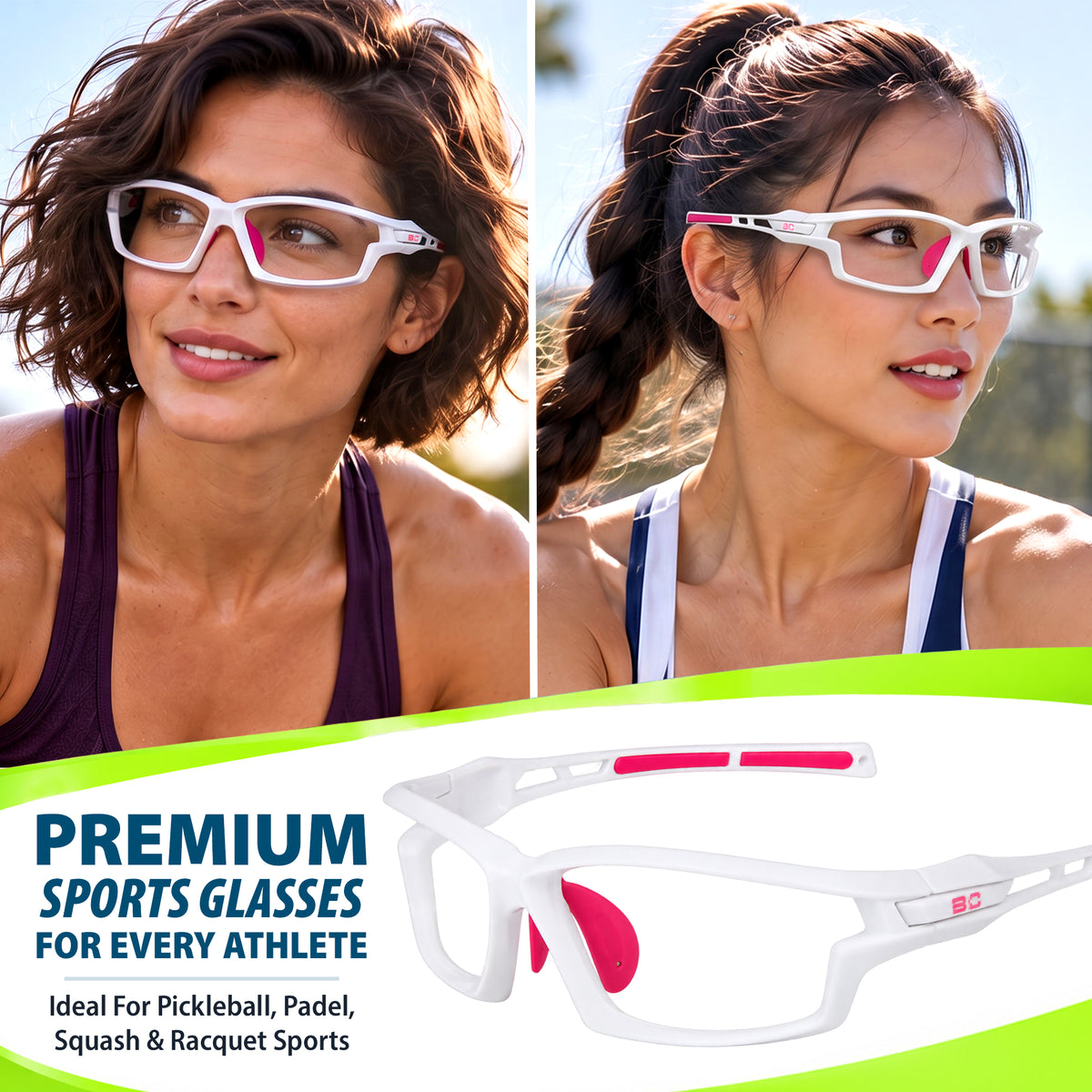 BlockX Lensless Pickleball Glasses (White-Pink)